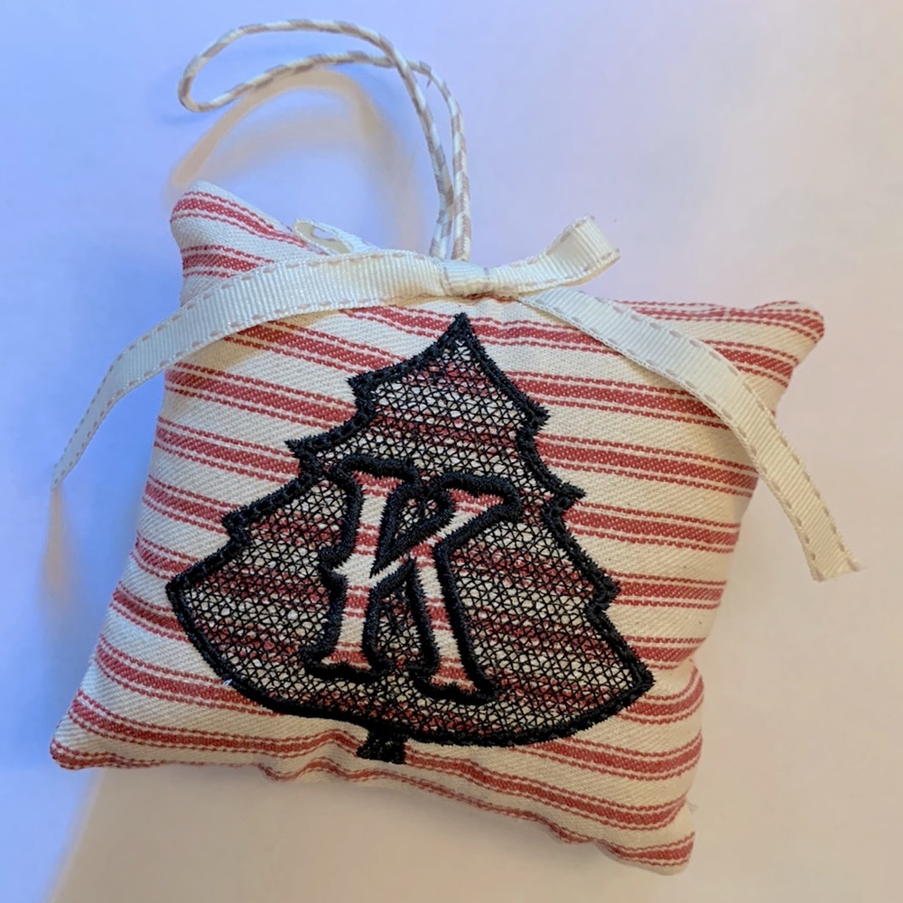 K monogram Handmade pillow Christmas tree ornament